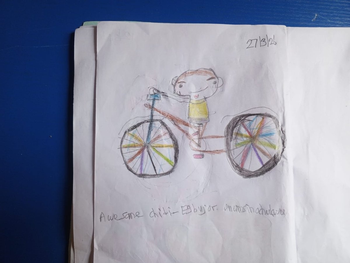 Awesome's drawing of a colorful bicycle.