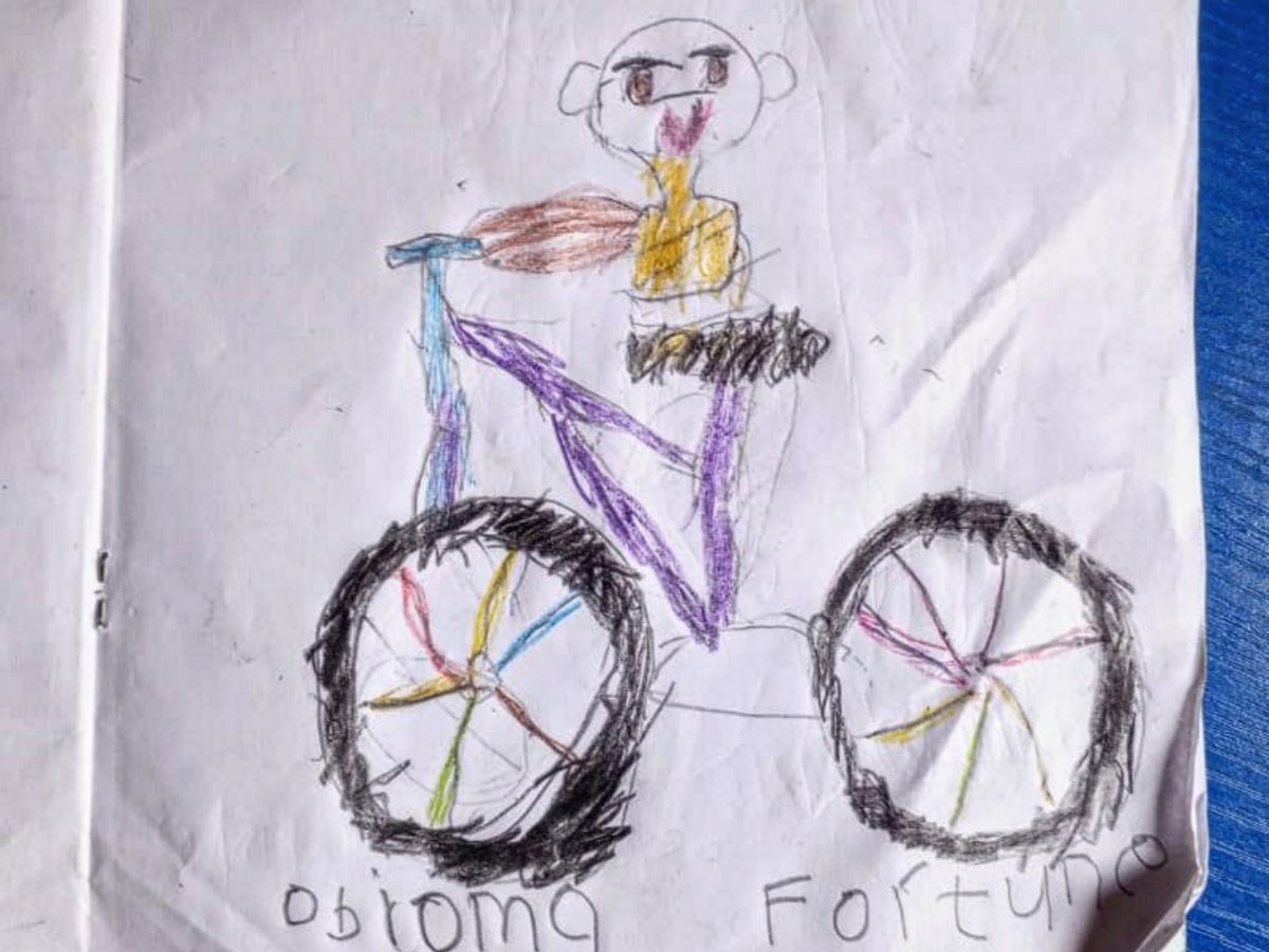 Fortune's drawing of Kanye on a bike.