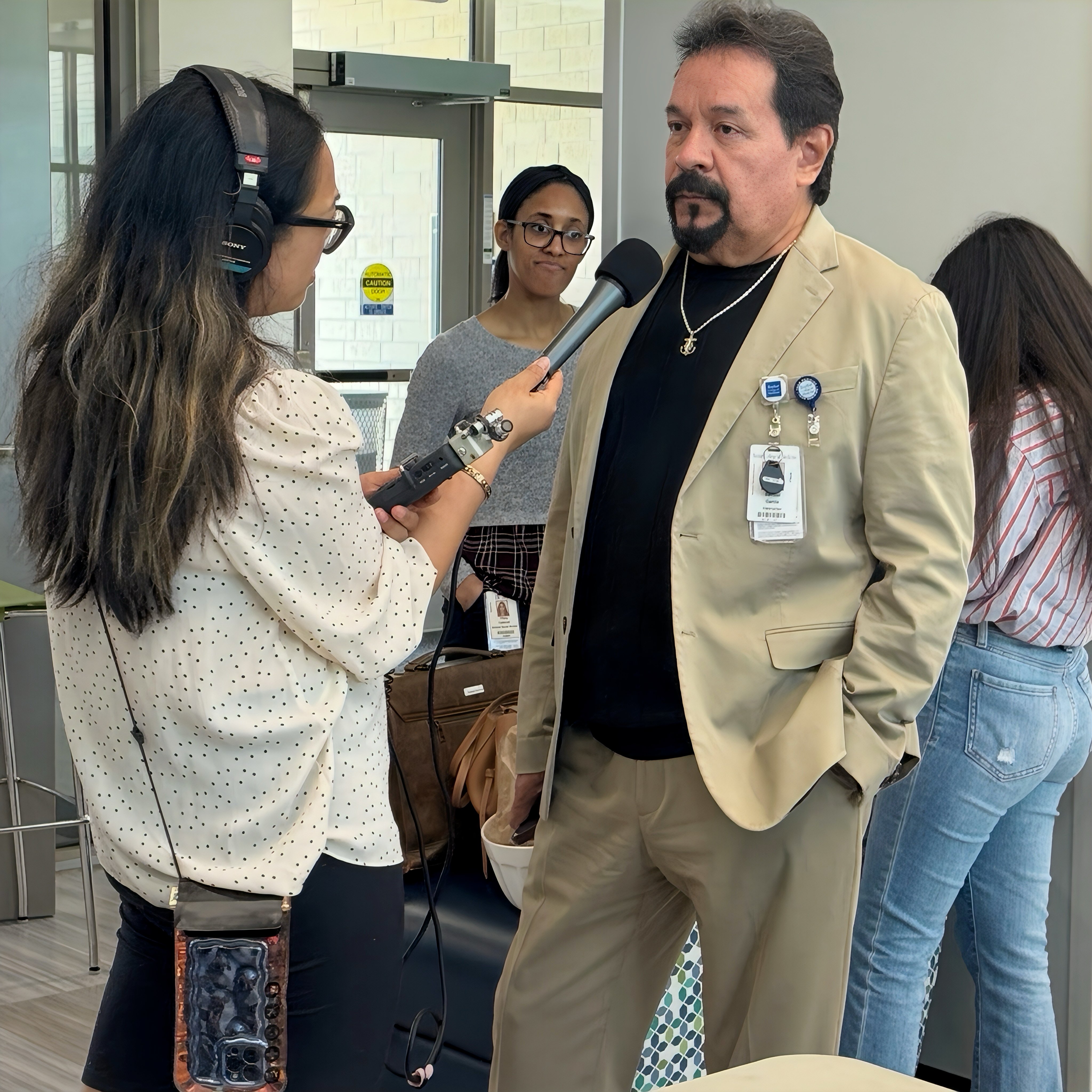 Samuel Garcia, Baylor Transition Clinic, being interviewed